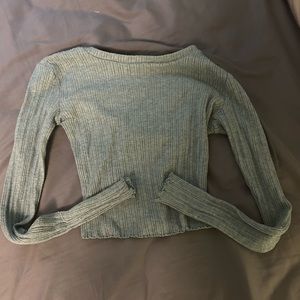light blue/green ribbed long sleeve aeropostale crop top, xs